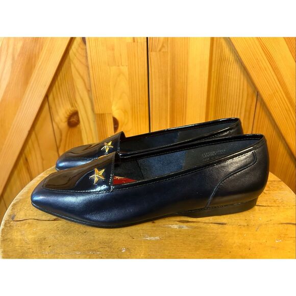 Enzo Angiolini  Leather Loafers Flats Dark Navy Square Toe Size 6M - Picture 3 of 8